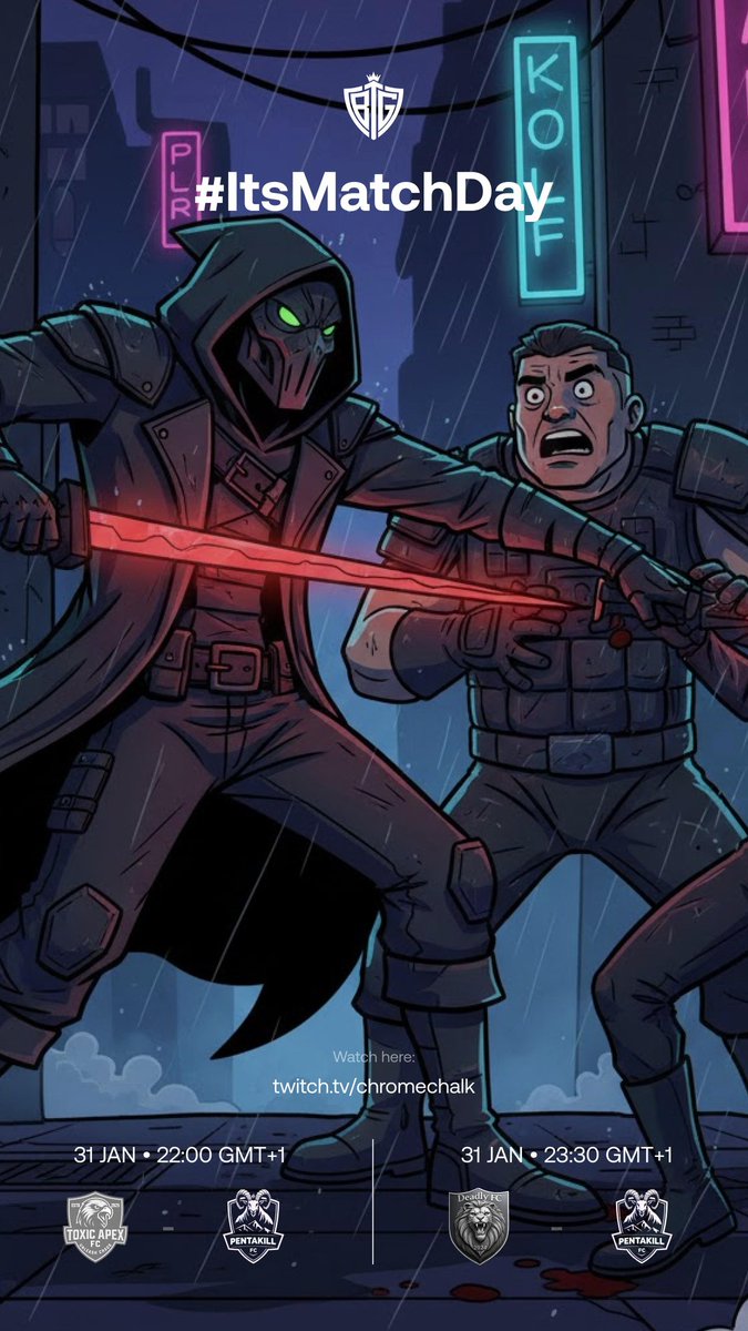 We’re locked in.

The Assassin’s take the fight on the road in tonight’s BPCL League fixtures:
⚔️ Toxic Apex — 21:00 GMT (Away)
⚔️ Deadly FC — 22:30 GMT (Away)

No easing into it. We’re coming to compete.

🎮 Watch it live: twitch.tv/chromechalk