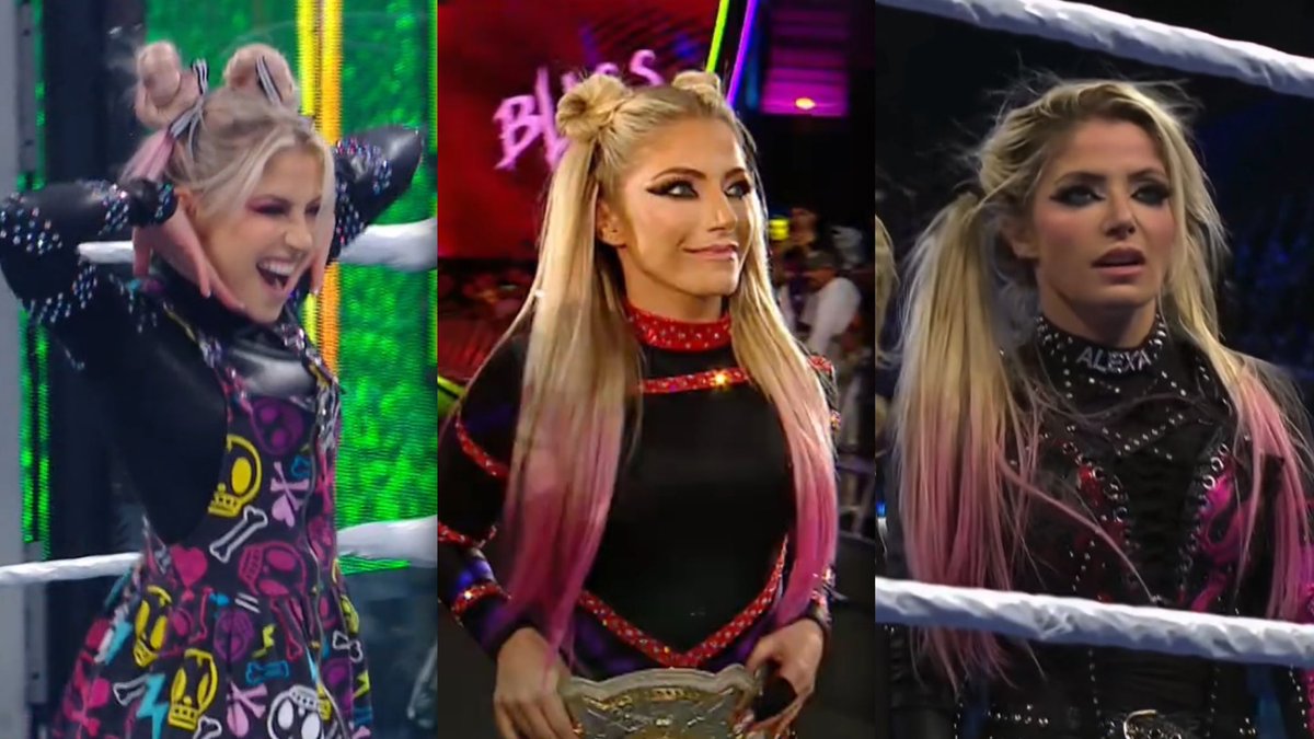 the evolution of alexa’s saudi gears.
excited to see if she wears something new tonight 
#royalrumble #alexabliss