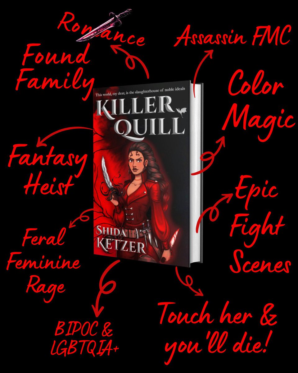 Wisteraverse's tweet image. 🗡️Murdered in cold blood &amp;amp; resurrected through forbidden powers, Quill becomes a formidable assassin. As her latest mission sparks a higher power’s wrath, Quill must avenge the death of her people and her own murder.  Failure will cost more than just her life.🪶
#questpit #P #SFF