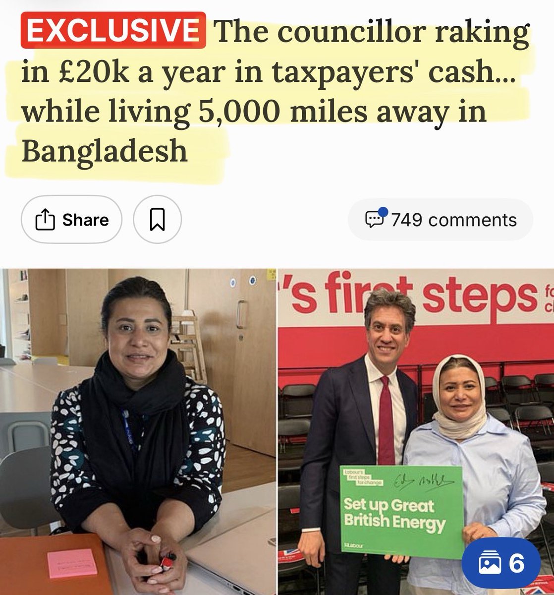 A Tower Hamlets councillor doesn’t even live here and isn’t British. That doesn’t work for me.

Sabina Khan was elected to serve Tower Hamlets but has been living in Bangladesh for 8 months. And paid over £20,000 in expenses and allowances by tax payers.

Why is this allowed?