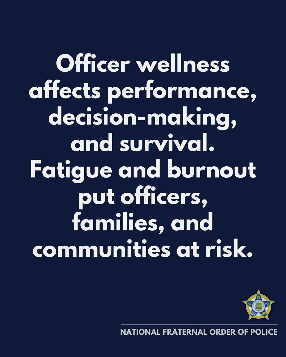 Taking care of officers is critical. Healthy, supported officers make better decisions and stay safe on and off duty.

#OfficerWellness #MentalHealthMatters #LawEnforcement #FOP #OfficerSafety