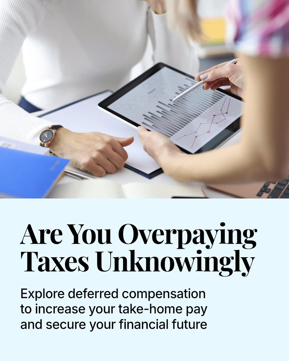 BaycrestC's tweet photo. Are you getting the most from your compensation without paying unnecessary taxes? Deferred compensation can increase take-home pay and build financial security. #endlessmoneyloop #gamechanger #assetbuilder #winwin #deferredcompensation #keepmoreofyourmoney #taxstrategy https://t.co/UC3ssfUQ91