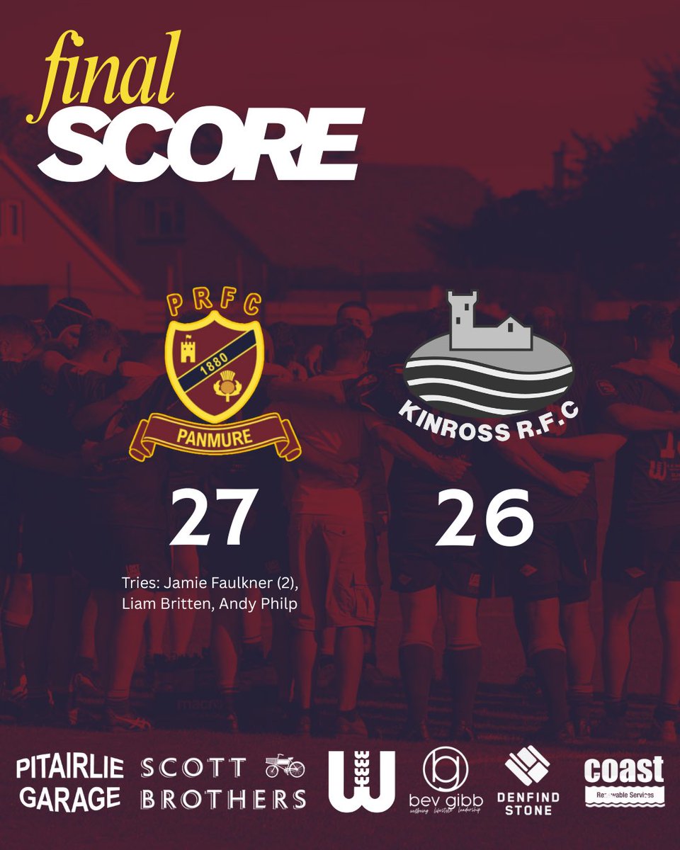 PanmureRFC's tweet photo. Fantastic win for Panny in horrible conditions. Massive thanks to everyone who came to support!

#PlayUpPanmure https://t.co/qkwkDfD8QS