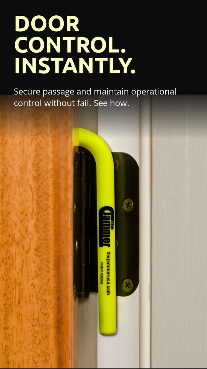 MrsJammerUSA's tweet image. Door control. Instantly.
Here’s how: simple placement, immediate control, zero failure points—when seconds matter most. 
#TheJammer
#DoorControl
#FirstResponderSafety
#EmergencyResponse
#OperationalControl