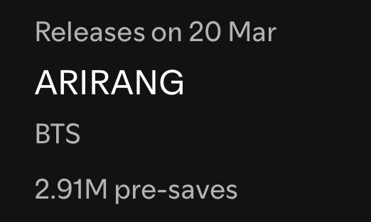 tksovers's tweet image. 2.9M to break the overall record [63K avg]
— 4M to do 7M pre-saves [87K avg]

Currently 2.91M [+30K]