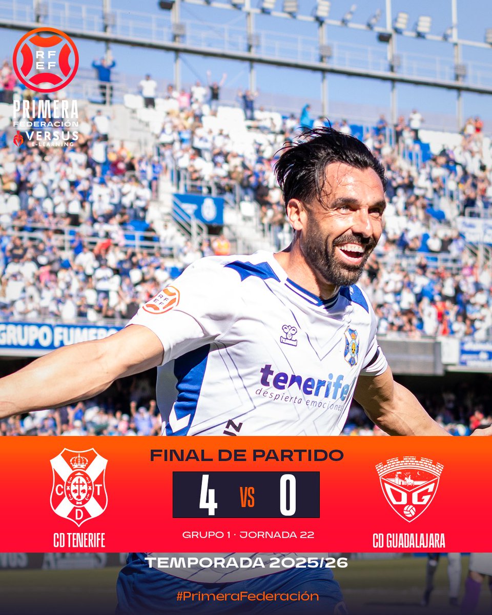 Primera_RFEF's tweet photo. 𝗙𝗜𝗡𝗔𝗟 | #TenerifeDépor

🔥 ¡Un brillante Enric Gallego da la séptima victoria consecutiva al CD Tenerife!

#PrimeraFederación | #VersusELearning https://t.co/EEEdH90YKI