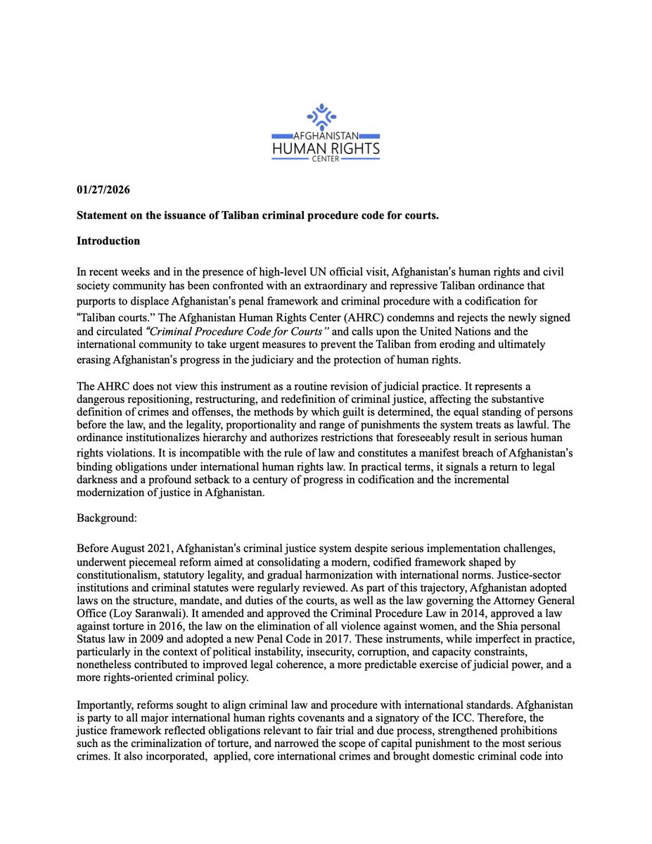 Afghanistan Human Rights Center tweet media