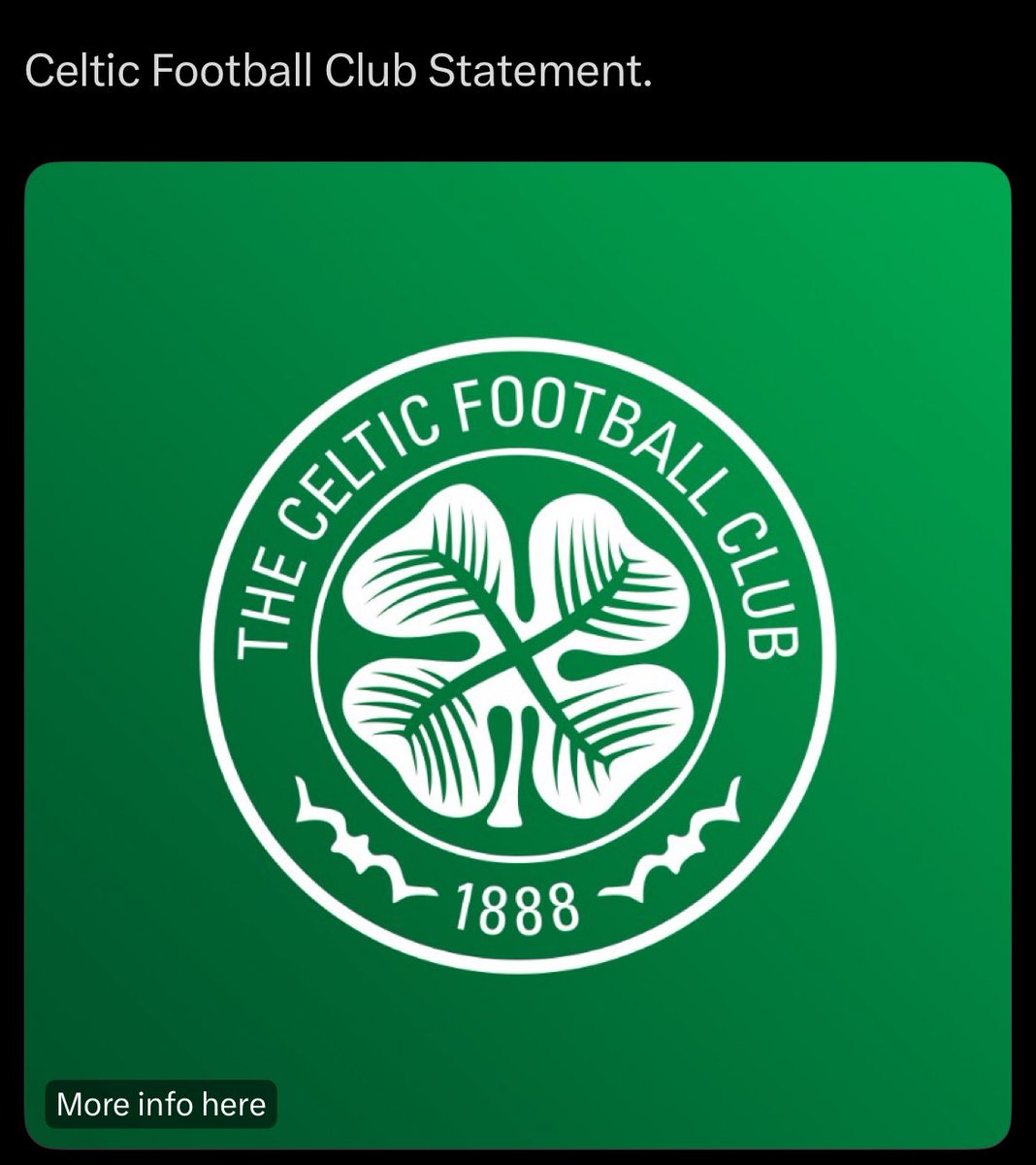 Celtic can today confirm Celtic majority shareholder Dermot Desmond has been announced in the Epstein Files.

In result of this news Celtic can confirm the Green Brigade will be banned indefinitely from Celtic park.

Buy ticket for the Celts Scottish cup tie vs Dundee Now  🍀🍀🍀
