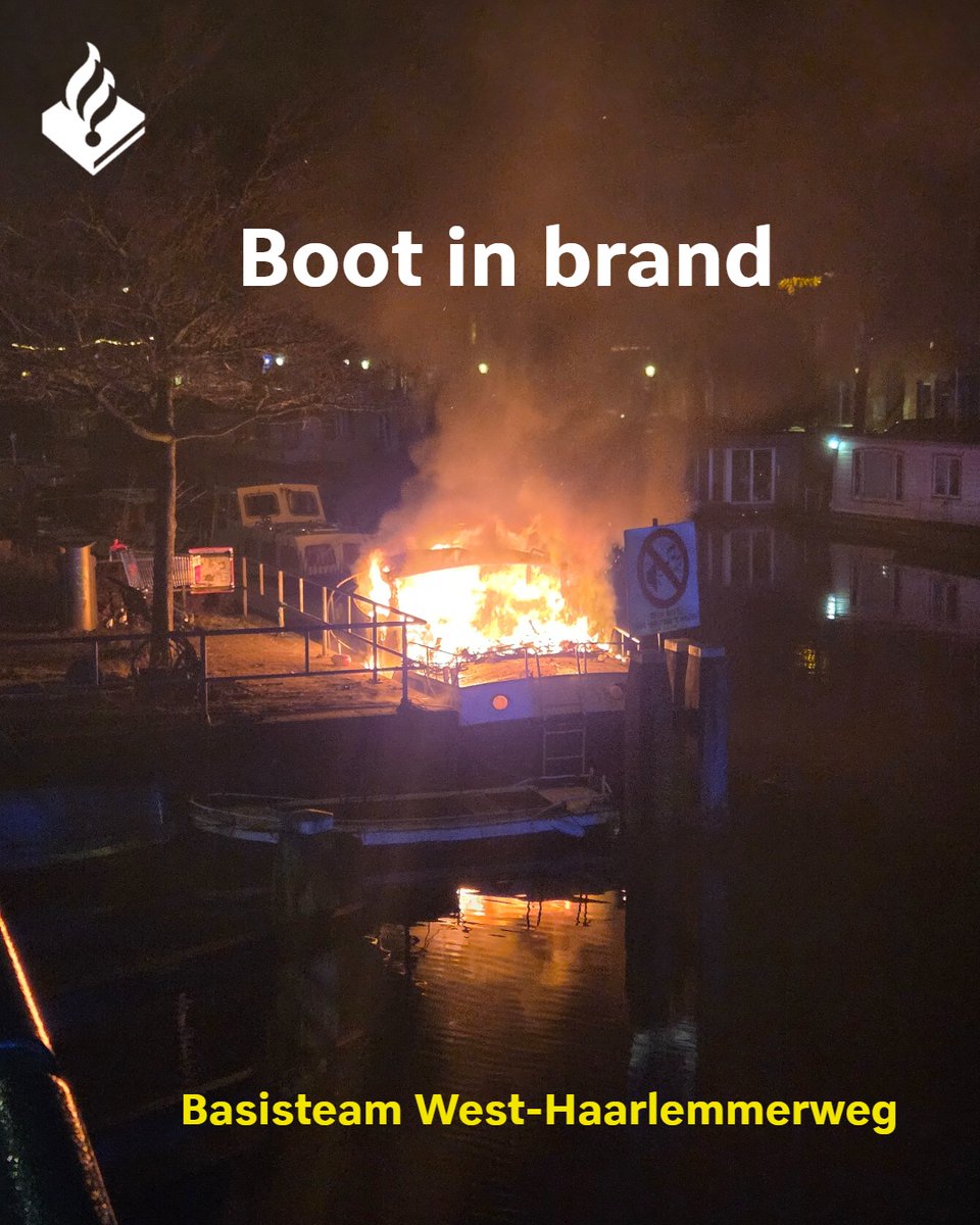 Brand op boot aan de Bilderdijkkade