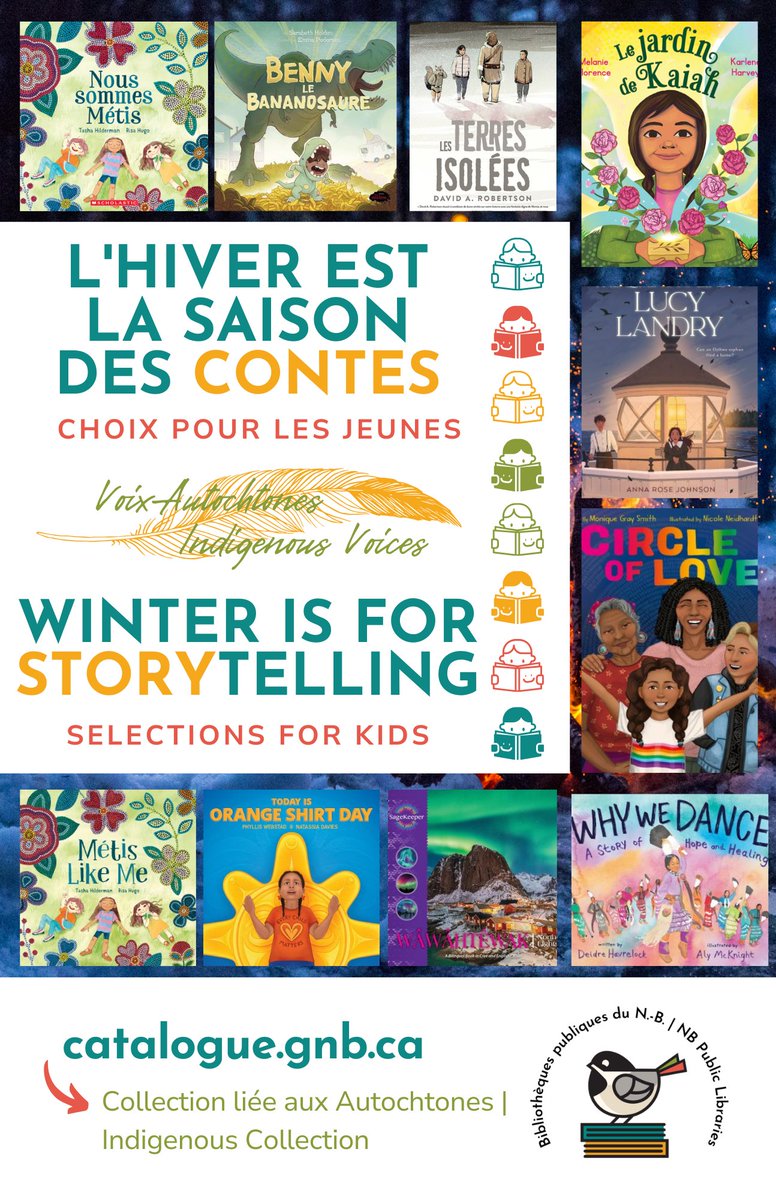 Historiquement, l'hiver était le temps idéal pour raconter des histoires chez de nombreuses Premières Nations. Découvrez des histoires racontées par des Voix Autochtones à la bibliothèque:
Pour les jeunes bit.ly/40fAwSI