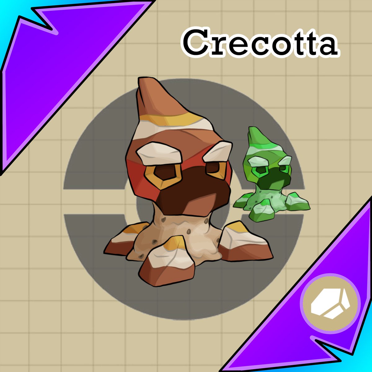 Trainers, we are back online! Meet Crecotta 

Crecotta is a pure rock type that is docile and loves following people who venture through caves on their own. They are strangely scared of Meowth despite them not showing any interest in them.