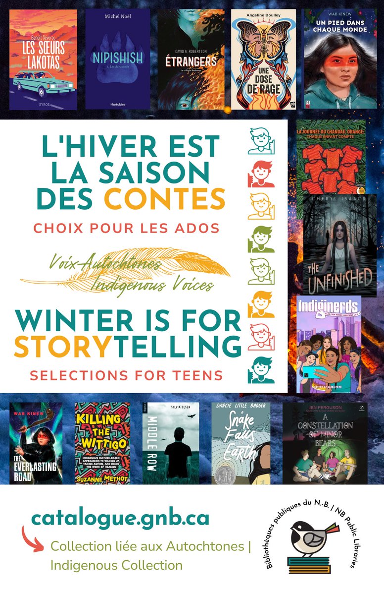 Historiquement, l'hiver était le temps idéal pour raconter des histoires chez de nombreuses Premières Nations. Découvrez des histoires racontées par des Voix Autochtones à la bibliothèque:
Pour les ados bit.ly/3YaNf75