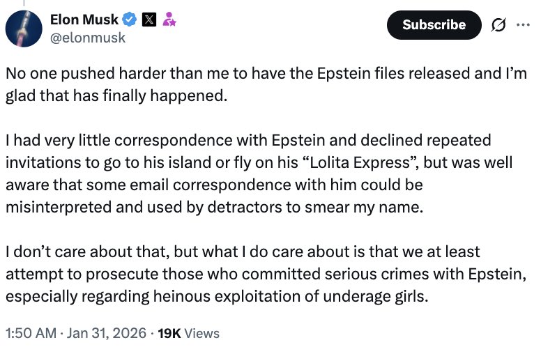 Nice to see a response. 

Weird that it’s a day later. But what’s much more concerning is he lies in this response. 

He did not “decline repeated invitations to go to his island”. The opposite is the case.  He reached out to Epstein repeatedly requesting to go to his island