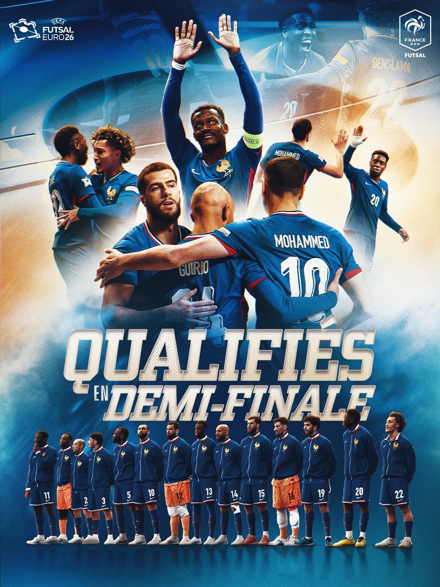 𝐋’𝐀𝐕𝐄𝐍𝐓𝐔𝐑𝐄 𝐂𝐎𝐍𝐓𝐈𝐍𝐔𝐄 🙌

Nos Bleus sont venus à bout des Ukrainiens (4-2) et filent en 𝐃𝐄𝐌𝐈-𝐅𝐈𝐍𝐀𝐋𝐄 de l’𝐄𝐔𝐑𝐎 𝐅𝐔𝐓𝐒𝐀𝐋 🤩🔥

Une première dans l’histoire du futsal français 🇫🇷🙏