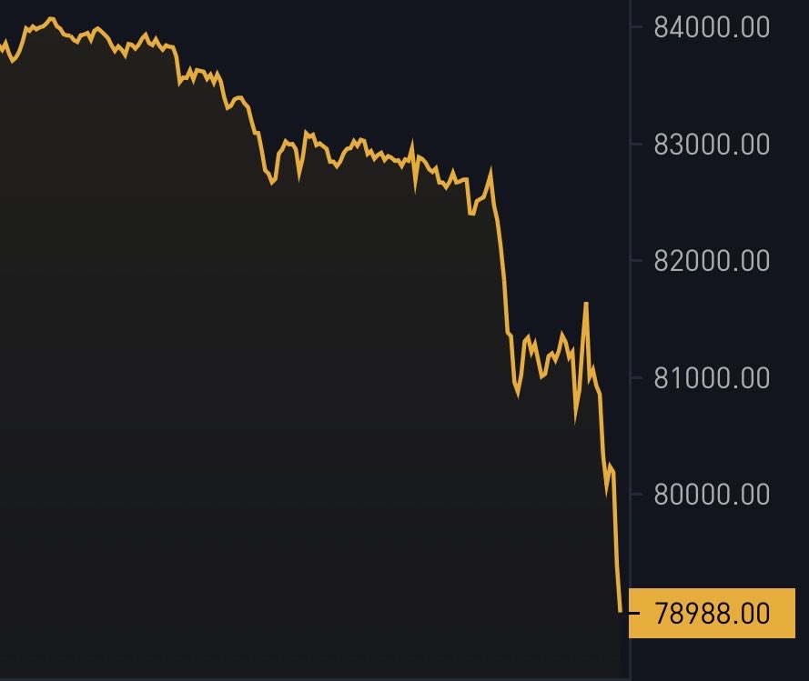 JUST IN: Bitcoin falls to $78,988 👀 

HODL! ✊