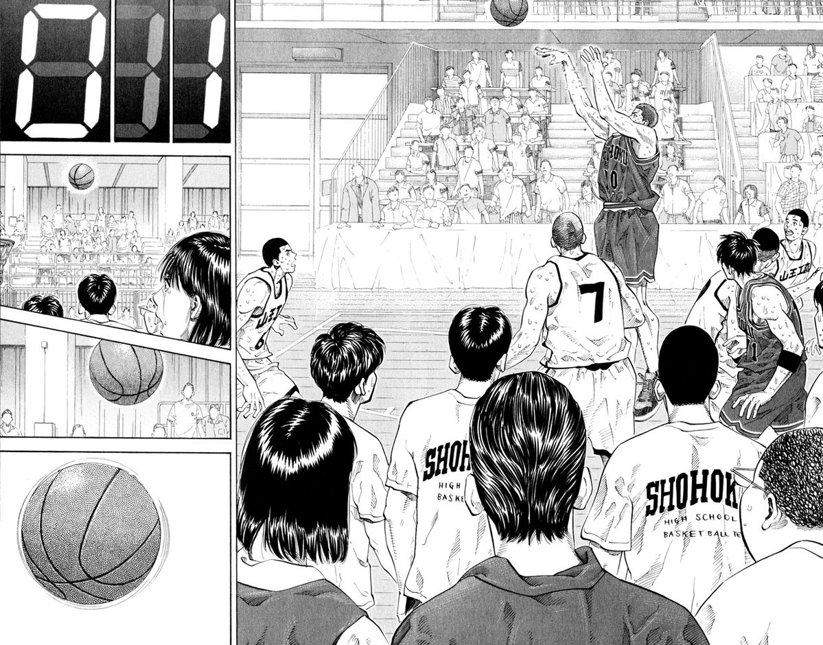 Davisonsousa7's tweet image. É muito significativo essa cesta de Slam Dunk ser um arremesso ao invés de uma enterrada
Representa a metamorfose do delinquente Hanamichi para o atleta Hanamichi.

BASKETBALL-MAN SAKURAGI
