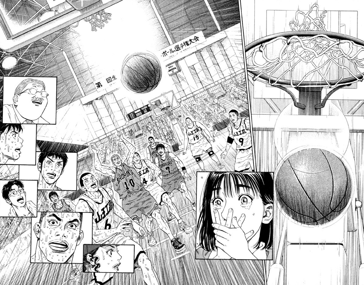 Davisonsousa7's tweet image. É muito significativo essa cesta de Slam Dunk ser um arremesso ao invés de uma enterrada
Representa a metamorfose do delinquente Hanamichi para o atleta Hanamichi.

BASKETBALL-MAN SAKURAGI