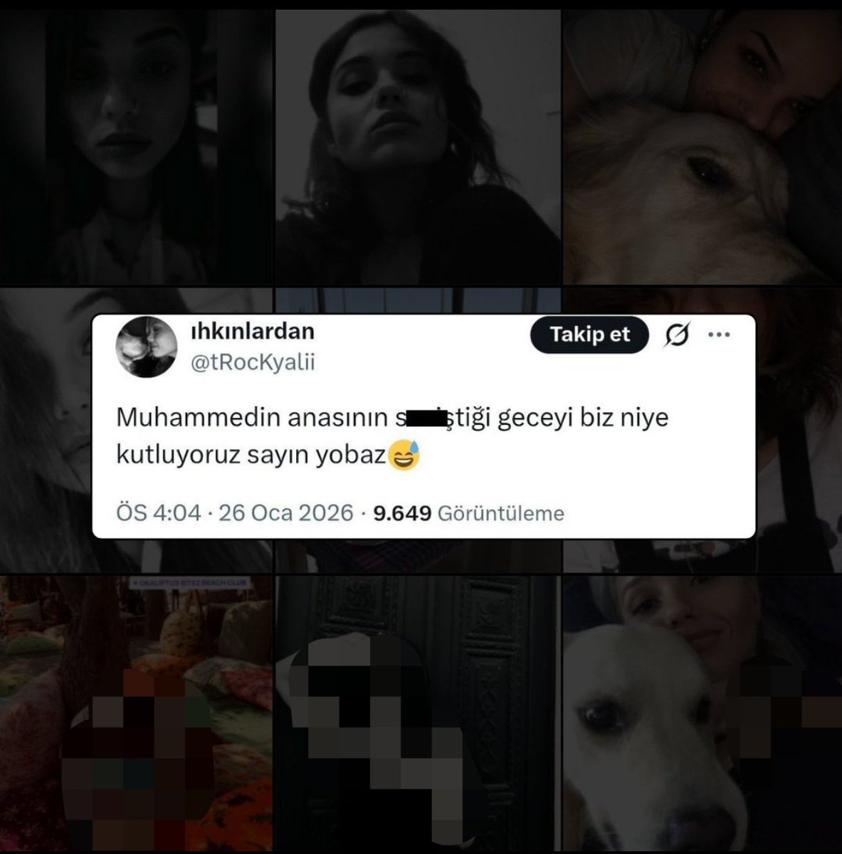 Kullanıcı adı <a href="/tRocKyalii/">ıhkınlardan</a> olan Cansu Ihkın isimli kişi bu sözleri Mustafa Kemal için söyleseydi, ya da Cumhurbaşkanı Recep Tayyip Erdoğan için söyleseydi birkaç saat içinde paketlenir ters kelepçe medyaya servis edilir ve anında cezaevine gönderilirdi.

İşte size İslam'ın son