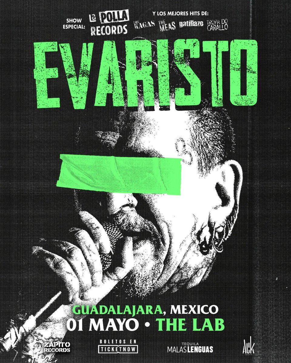 El punk regresa a Guadalajara con Evaristo, una de las voces más influyentes y combativas del género.

La cita es el 1 de mayo en The Lab, ubicado en Av. Camino al ITESO 8851-B, El Mante.

Boletos aquí: ticketnowmexico.com/buscar?filtrar…
