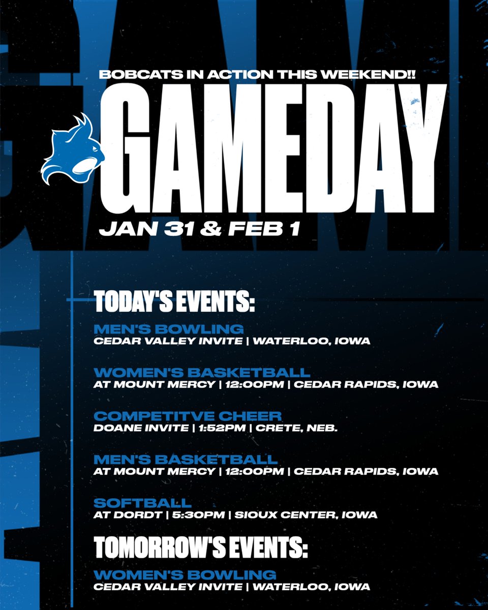 pscbobcats's tweet photo. It's a Busy Weekend for the Bobcats! Don't miss out and watch them live! Find the links on https://t.co/aqdqIh9Fgb! https://t.co/SLOkHvaxxt