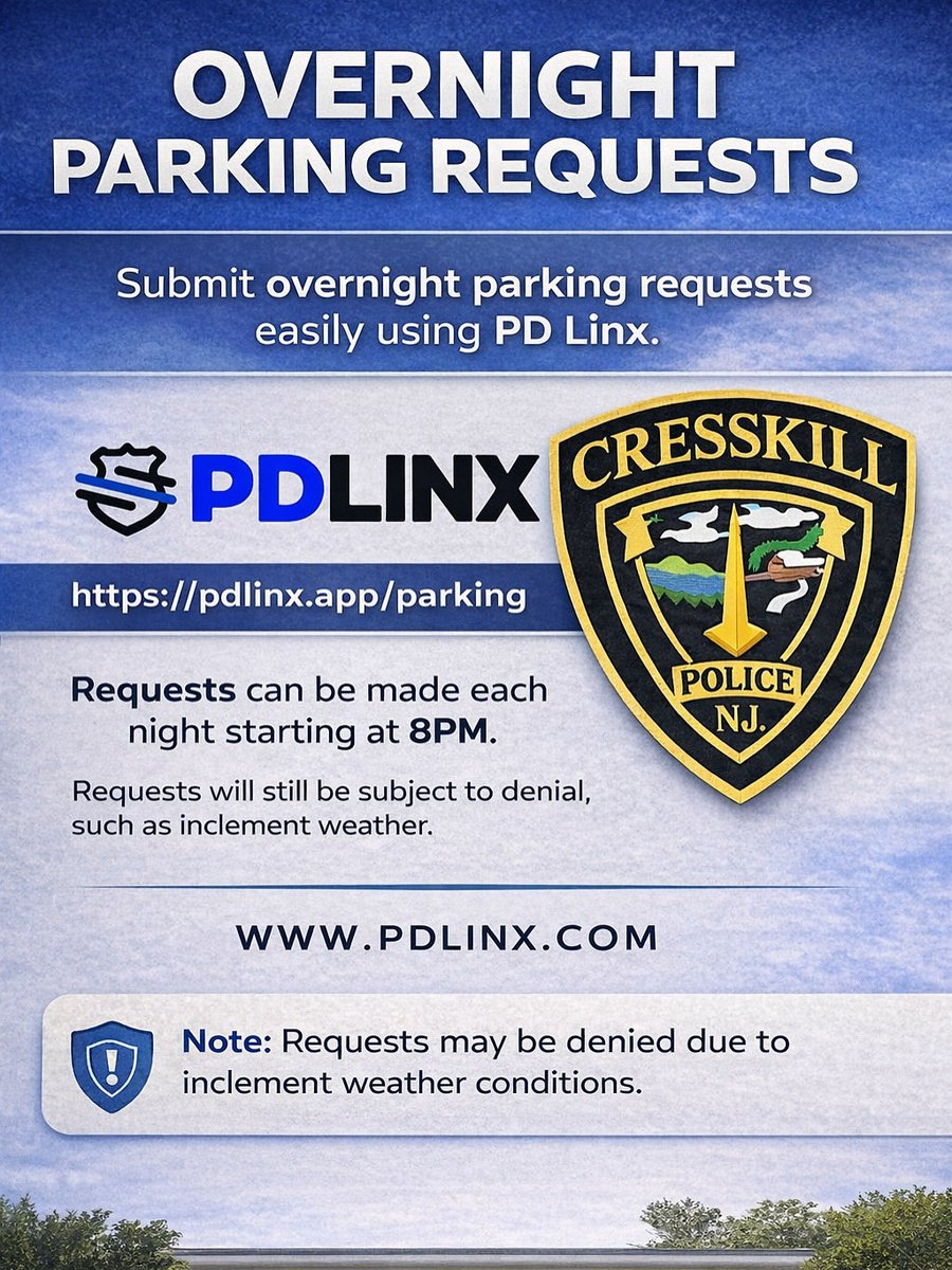 New Overnight Parking Request Web Form: 

pdlinx.app/parking
