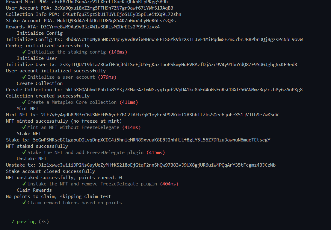 Finally got done with <a href="/solanaturbine/">TURBINE</a> 's Week-2 assignment (vault,escrow,NFT staking ) definitely had to push with this one but got over the coding one's after a good debugging session . 

Onto the user story now also thanks to <a href="/cxsmxsinf/">cosmos</a> for helping with a barrier.