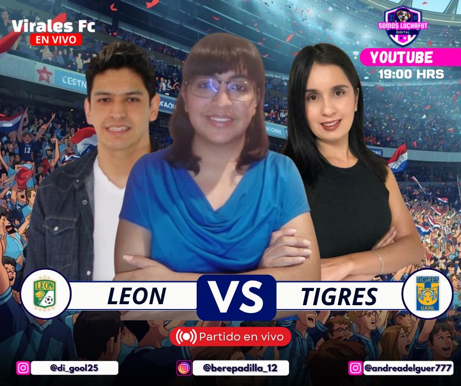 Partido imperdible de la Jornada 4 de la Liga MX en el Bajío donde León y Tigres buscarán estar entre los primeros 8 lugares de la tabla general. 

¡Vamos por <a href="/Somos_Luchafut/">⚽️Virales Fc⚽️</a>! 📢

Previa ➡️ 7:00
Partido ➡️ 7:10

youtube.com/live/yERqeppBF…