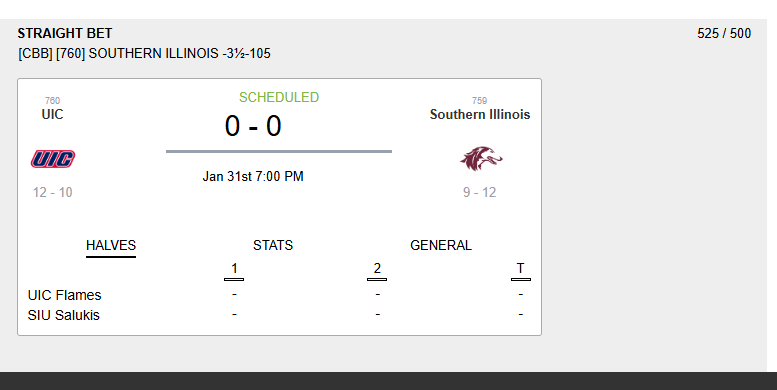 GrindingEddie's tweet photo. Sat Jan 31

CBB (Added):

Southern Illinois -3.5 -105

played earlier:

George Mason +1 -105
Princeton +6 -110
Kansas -3.5 -105
Arkansas-Little Rock -2.5 -105
Drexel -7 -105
Hampton +9 -105
Boston College +13 -106
UCF +5 -105
Xavier -3.5 -120
Indiana St -1.5 -120
William & Mary -7.5 -105