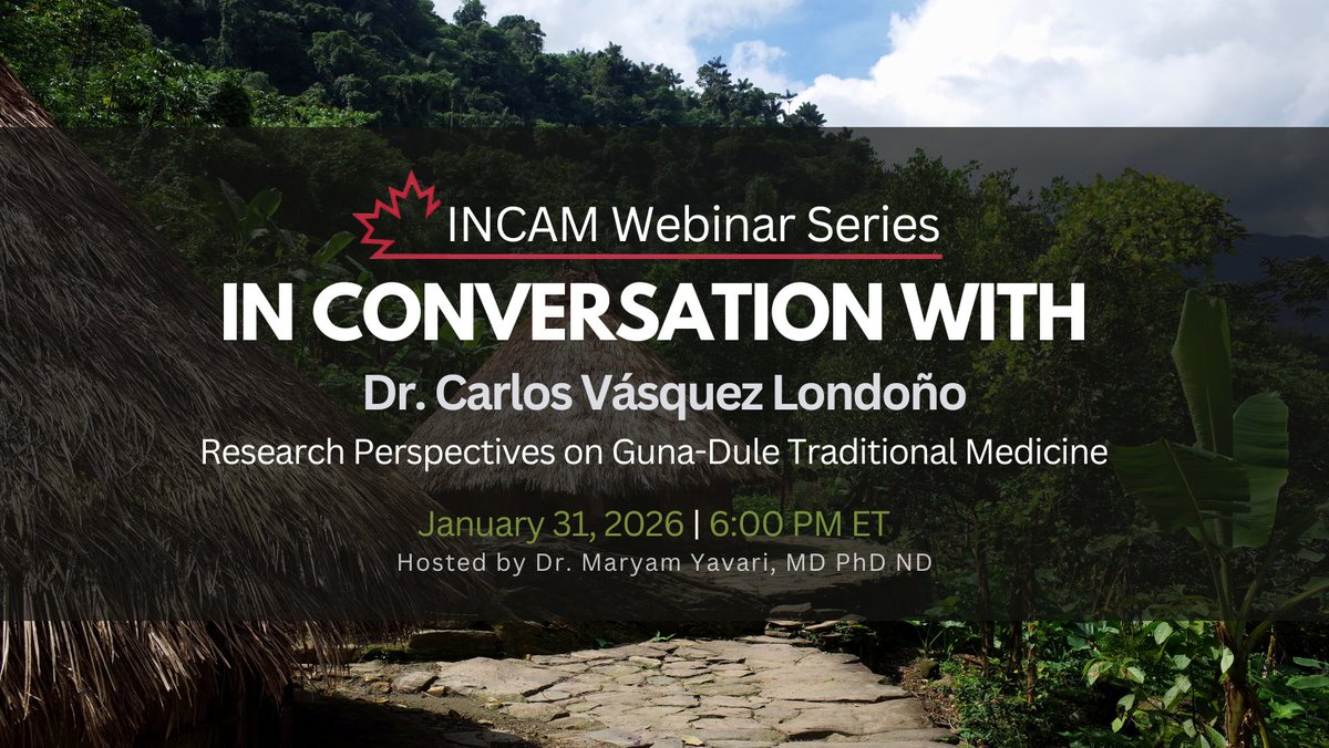 📢 INCAM Webinar
Research Perspectives on Guna-Dule Traditional Medicine
Jan 31, 6 PM ET | Live on Zoom today!
🔗 incamnetwork.ca/integrative-we…
#INCAM #CIMResearch