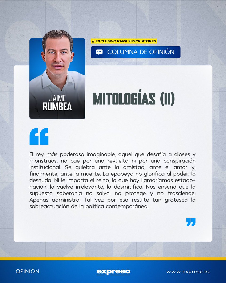 Expresoec's tweet photo. #OPINIÓN| "El problema no es el exceso de poder, sino su vaciamiento", escribe Jaime Rumbea.

Lee su columna completa 👉 https://t.co/YptsGZRxHm https://t.co/oKyZmvk1Ze