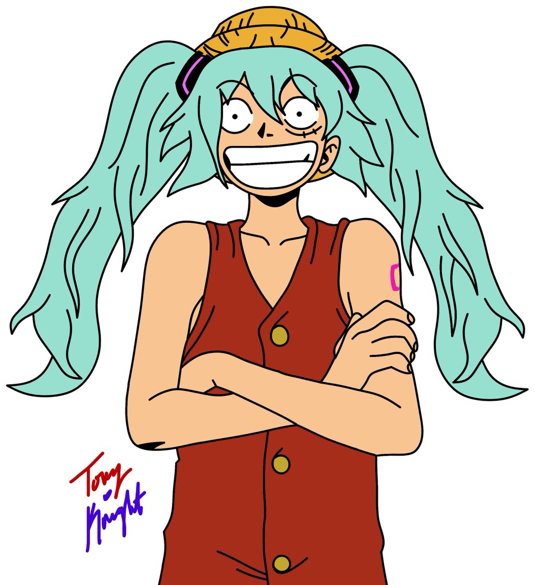 TonyKnightVT's tweet photo. Here is my contribution to the Hatsune Miku community. I present: Monkey D Miku

#HatsuneMiku #HatsuneMikuArt #mikuart #fanart @HatsuneMiku https://t.co/d1dSAtsnuO
