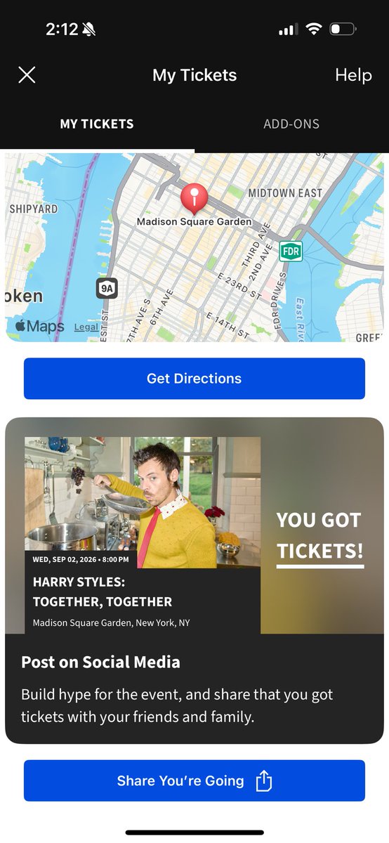 samablangels's tweet photo. I won the pit war so I have 2 lower bowl tickets for MSG Sep 2 (9/2) I’m selling for fv. They were expensive though! I’m scared to post the actual ticket in case someone can steal them but I don’t mind sending proof. Please DM if interested. I’d have to list on StubHub for a TON https://t.co/NJurnhTCiD