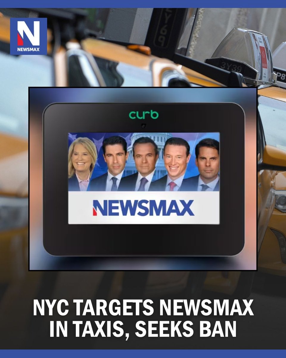 NEWSMAX's tweet photo. WOKE ALERT: NYC wants Newsmax banned from taxis, far-left censorship plan, See It:  https://t.co/Pyq7k4pNgx https://t.co/75BM87pS1m