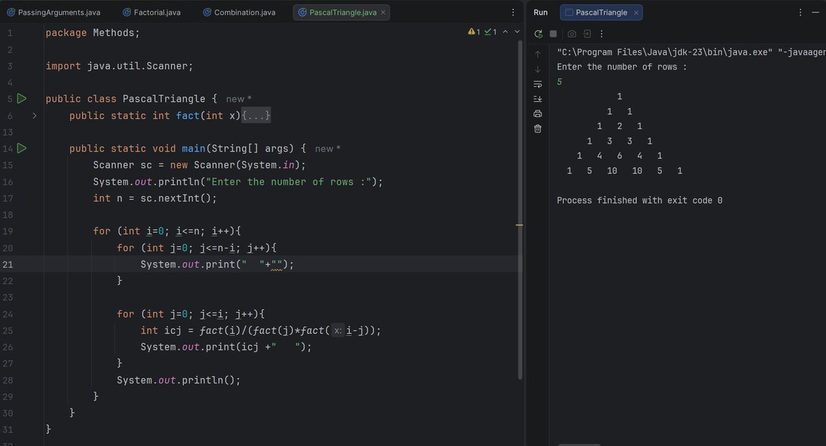 jaybiswas725's tweet photo. Day 15 of #100DaysOfCode 🚀
📌 Java learning today:
• Pascal’s Triangle
• Scope of variables
• Local &amp; global variable
• Swapping two numbers
• Formal vs Actual parameters
Concepts getting deeper each day ☕💻
#Java #CodingJourney #LearnJava https://t.co/nc4upT8oAg