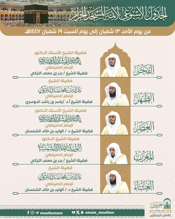 اثنين من أئمة الرياض ❤️
واحد من المدينة ❤️🤍