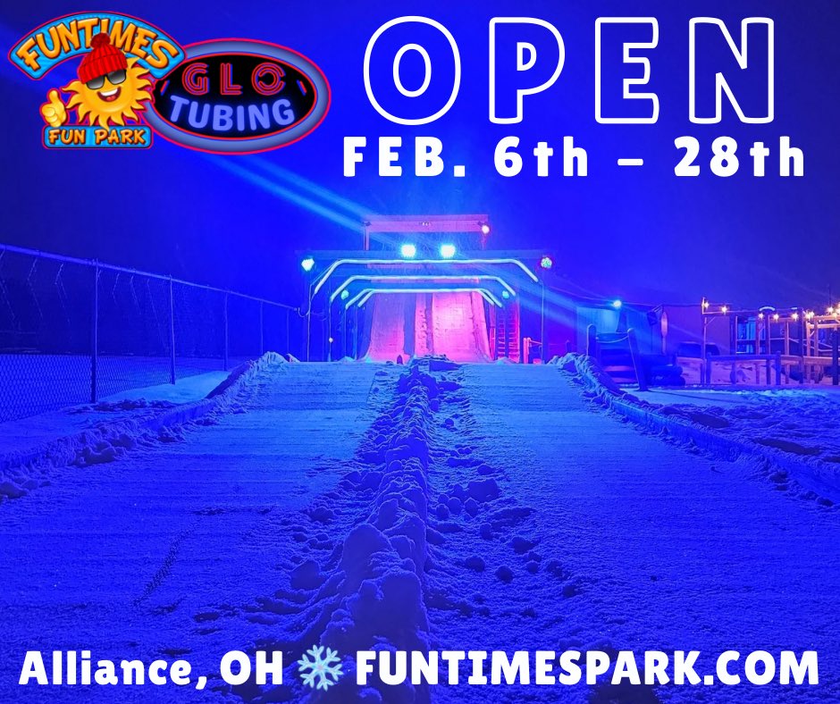 Round up the fam and head to Funtimes Fun Park for GLO TUBING
⚡ Zoom down our glow tubing hill
 🐧 Hang with Pete the Penguin
 🔥 Roast by the bonfires &amp; grab some S’mores
🙃 Take a spin on the Musik Express or Spin Zone
❄️ &amp; Snow much More!
funtimespark.com/#calendar-f9f9…