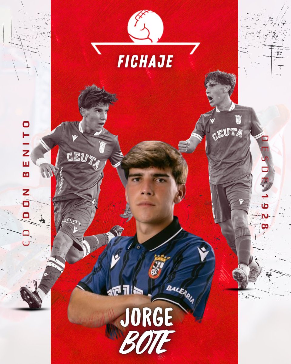#OFICIAL

Jorge Bote (Cáceres, 2004) es nuevo jugador del #CDDonBenito.

Joven lateral con gran recorrido que puede jugar en ambas bandas.

Procedente del Ceuta “B” cuenta con experiencia en la categoría y el grupo extremeño tras haber jugado en el Diocesano.

❤️🤍