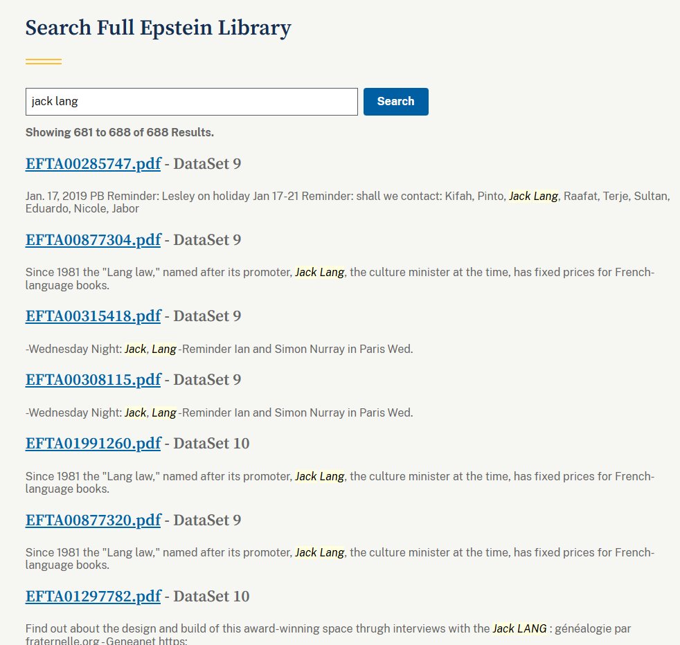 <a href="/TribunePop23/">Tribune Populaire🌐</a> Jack Lang est mentionné plus de 680 fois dans les dossiers...