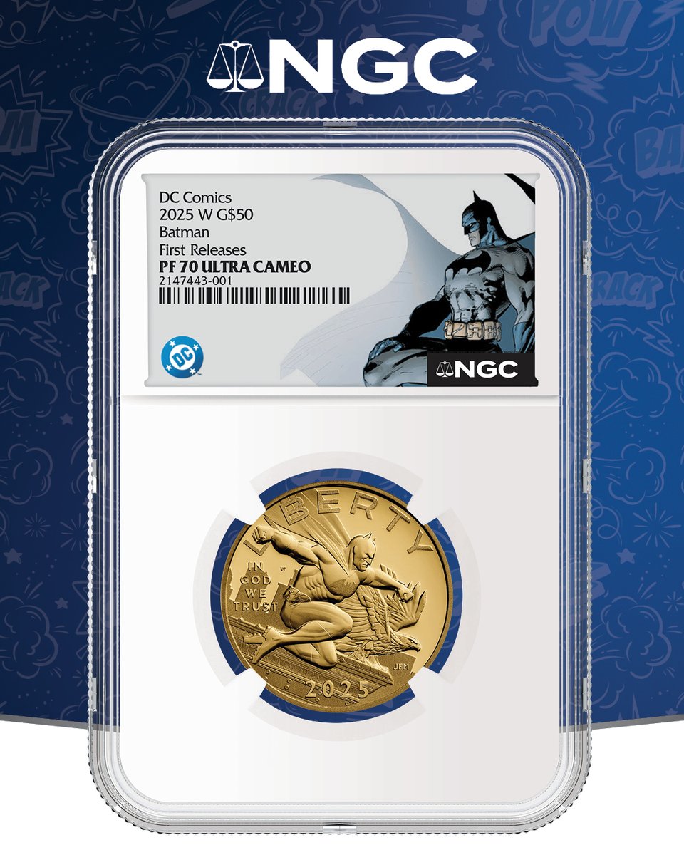 NGCcoin's tweet image. The US Mint has begun to ship the 2025 Batman coin and medals. NGC has special designations and labels (including one designed by the president of DC) for these groundbreaking issues. Learn more: NGCcoin.com/news/article/1… #batman #numismatics