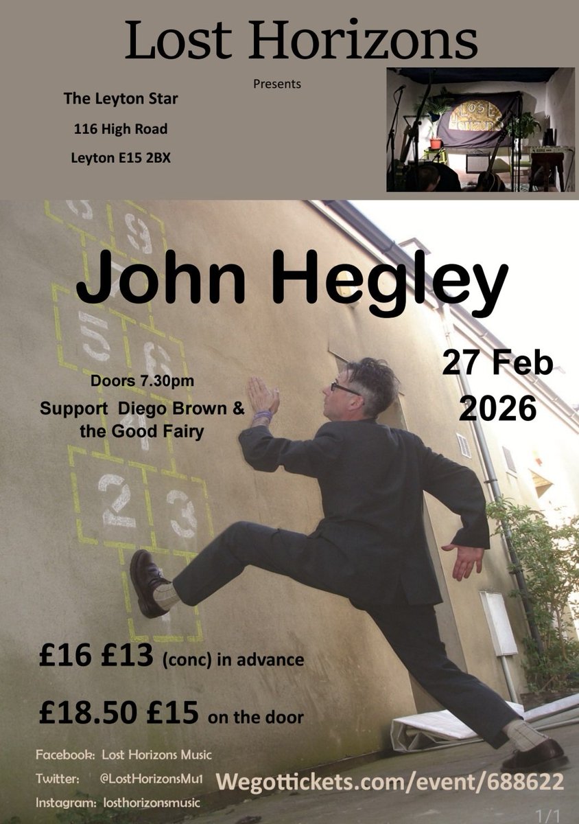 We are back!  At a new venue for us TheLeytonStar E15. 5 mins from Leyton tube.  To see JohnHegley and @DiegoBrownTheGoodFai  ##weshallhavesuchlarks #music #livemusic #poetry #laughter