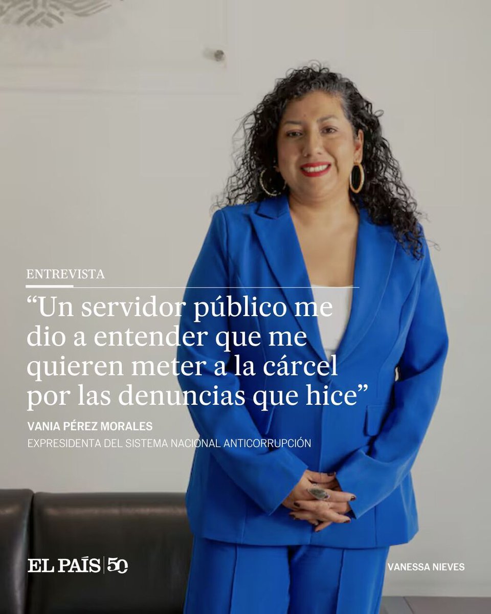 elpais_america's tweet photo. 💬 ENTREVISTA | Vania Pérez Morales: “Un servidor público me dio a entender que me quieren meter a la cárcel por las denuncias que hice”

Deja la presidencia del Sistema Nacional Anticorrupción tras una estela de polémicas con el Gobierno y morenistas

🔗 https://t.co/FoarvQcgpB https://t.co/LOrRqnwXvU