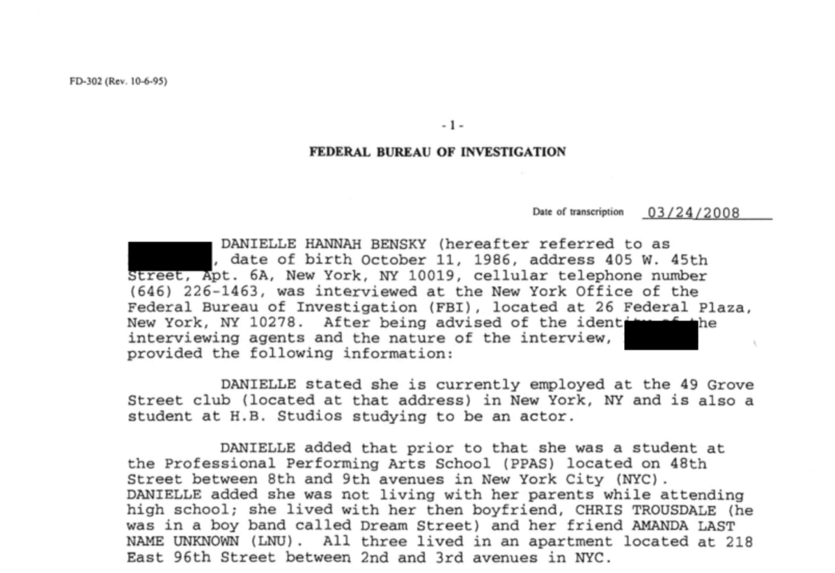 Just to show you how bad the DOJ is violating the law, this is a screenshot from the FBI 302 interview with Epstein survivor Danielle Hannah Bensky. 

Her name is not redacted. 

That is a clear violation of the law.