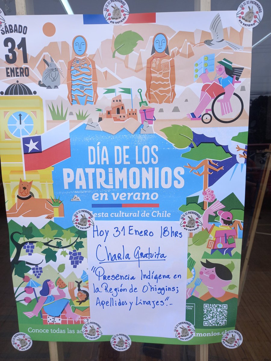 Si anda en Pichilemu, los espero a las 18 hrs hoy en el Centro Cultural Agustín Ross. 
" apellidos y linajes indígenas en la Región de O'higgins".