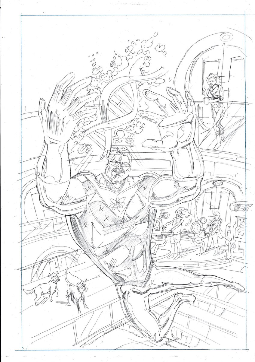YubCast's tweet photo. The fourth comic was a team up comic with all members of the family and the dogs. Everyone asked me why I didn’t get my own cover. So after Christmas settled down, I went back to the artist and got one more made for me. Here it is from concept art to final product. https://t.co/radIgP1KSV
