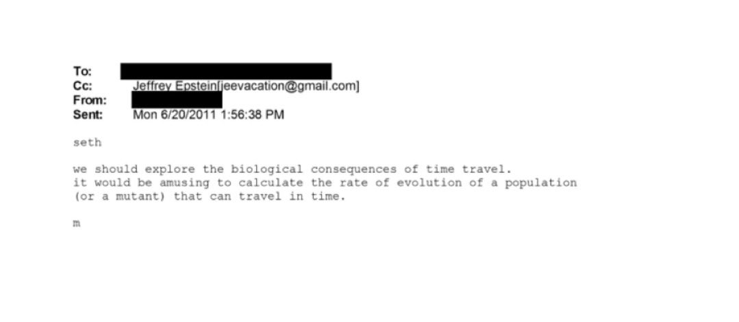Mialygosa's tweet image. 🕰️ | En uno de los Emails de Epstein hablan de explorar las consecuencias Biologias de los Viajes en el Tiempo y como afectaria a los humanos o los mutantes

Que mierda pasaba en esa isla jajajajajja