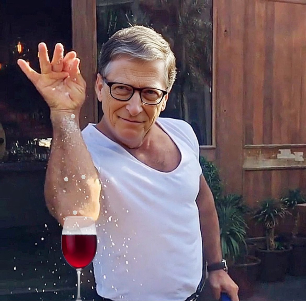 Bill Gates fixing Melinda a drink