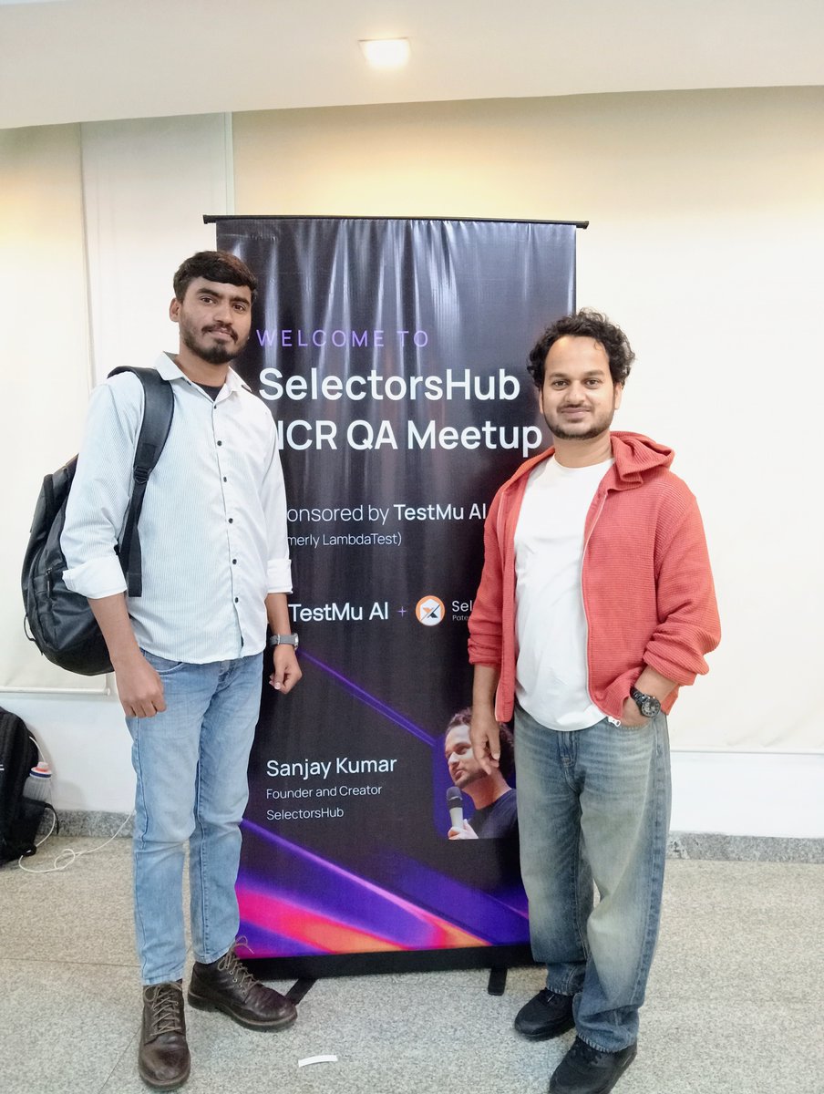 Attended the SelectorsHub meetup 🚀

Being the only Full Stack Developer among testers was eye-opening.
Developers think how to build.
Testers think how to break 👀

Great learning 🙌
<a href="/SanjayKumaarr/">Sanjay Kumar, SelectorsHub Creator</a> <a href="/testmuai/">TestMu AI</a> <a href="/SelectorsHub/">SelectorsHub</a> 
#SelectorsHub #Testing #Meetup
