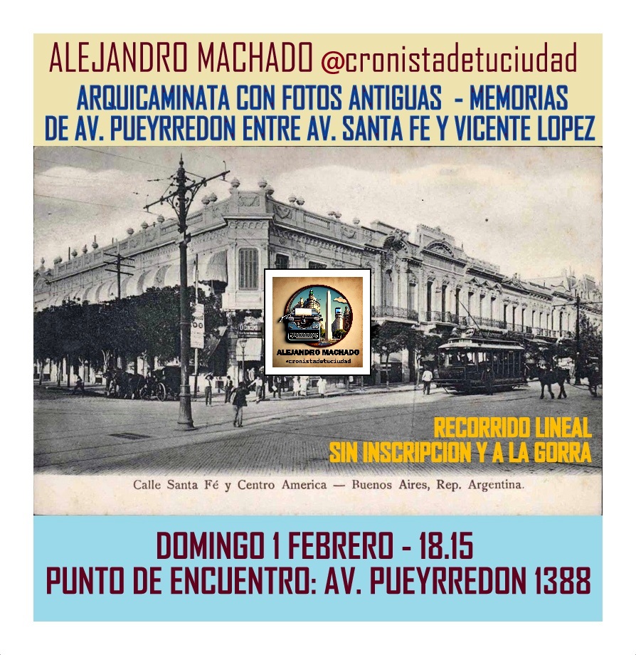 Recibimos febrero por la parte norte de la Av Puerredón, antiguo arroyo con salida al Plata, antigua avenida Centro America, con fotos antiguas de grandes obras, bancos, hospitales y el barrio obrero del casi no quedan vestigios, si, en plena Recoleta.