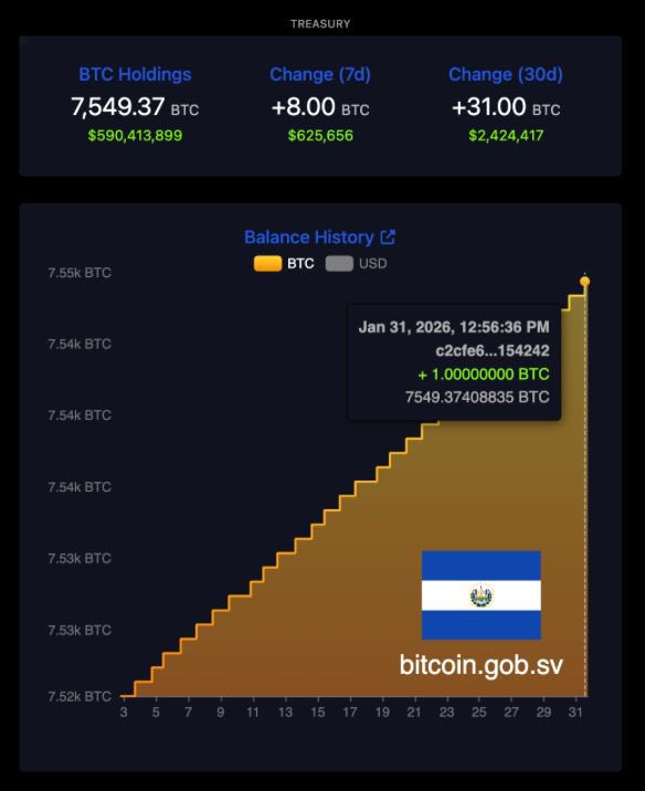 bitcoinofficesv's tweet photo. El Salvador bought the dip. Again.

1 BTC PER DAY. EVERY DAY.

Winning isn't an accident. It is a daily habit. https://t.co/aV3uKNdE1i