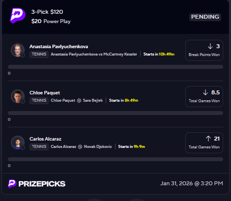 dropshotpoints's tweet image. 🎾 Tennis 6x slip 🎾

I won't overdo it tonight unless another gem drops
 
Tomorrow has some great laddies for BPs   

Here's a slip for the 3 props I picked- you can do 2 man pairs instead and sub in discount as well